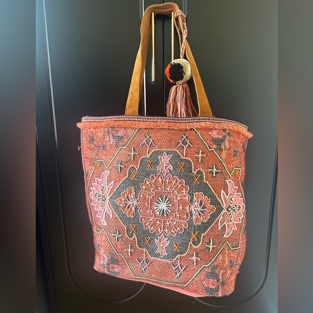 A&P Denim Embroidered Boho Tote Bag - Multicolor